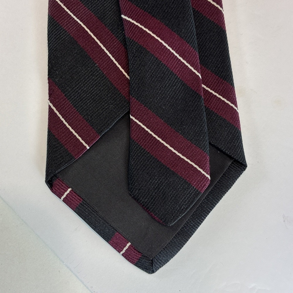REPP M. Sussex LTD. London Tie All Silk Black Red Sliver Stripe Hand Made 3.5x58 - Picture 9 of 11